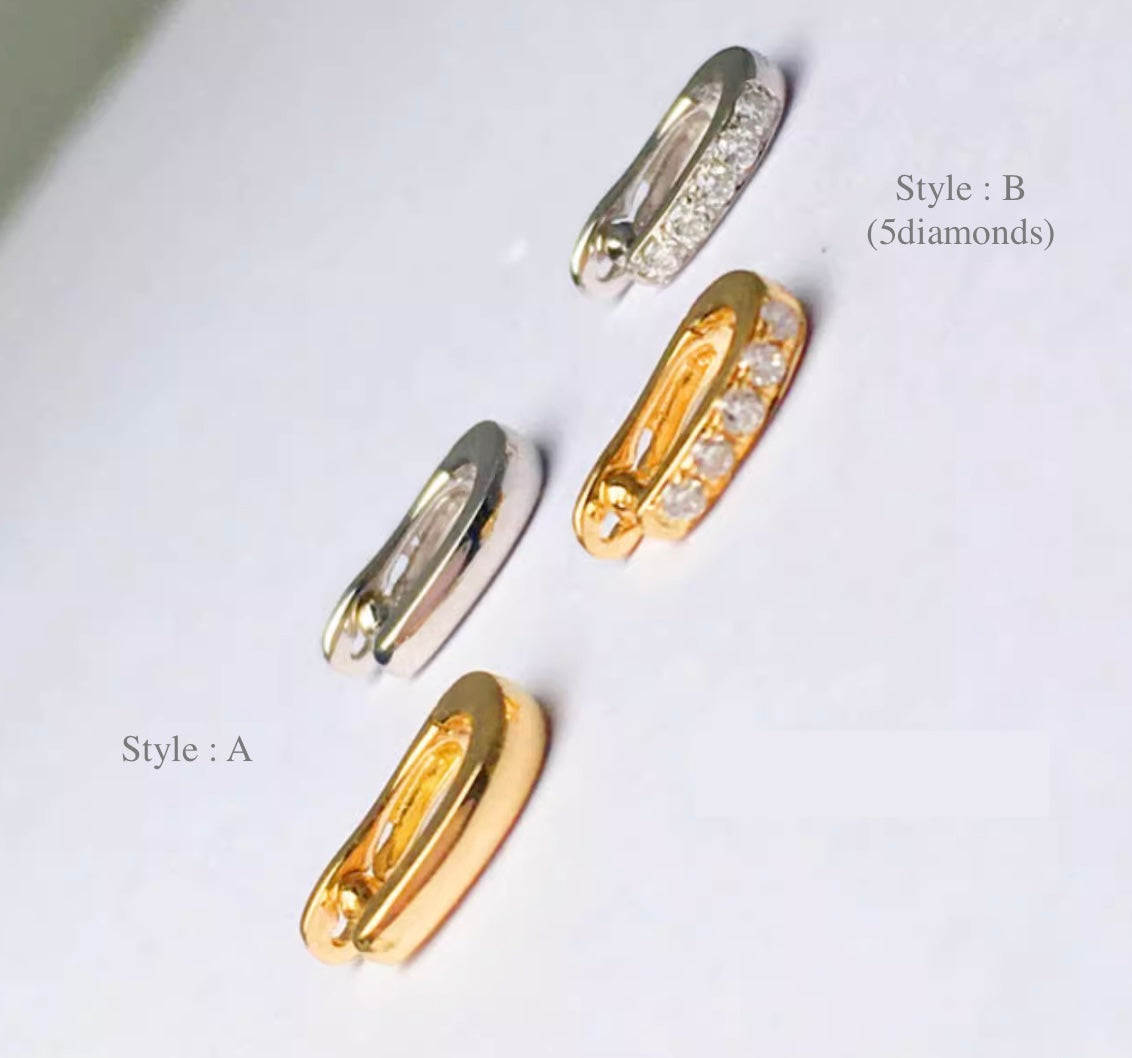 K18YG WG PG クリッカー クラスプ ダイヤモンド / ジルコニア / 鏡面 バチカン ネックレスパーツ ペンダントパーツ 18K イエローゴールド ピンクゴールド ホワイトゴールド