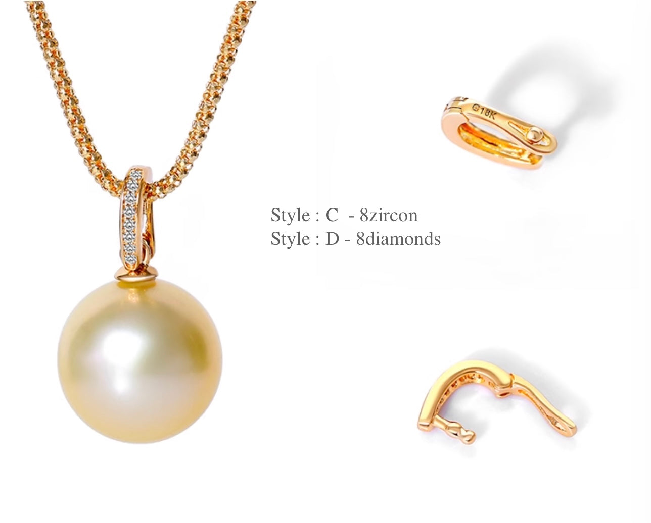 K18YG WG PG クリッカー クラスプ ダイヤモンド / ジルコニア / 鏡面 バチカン ネックレスパーツ ペンダントパーツ 18K イエローゴールド ピンクゴールド ホワイトゴールド