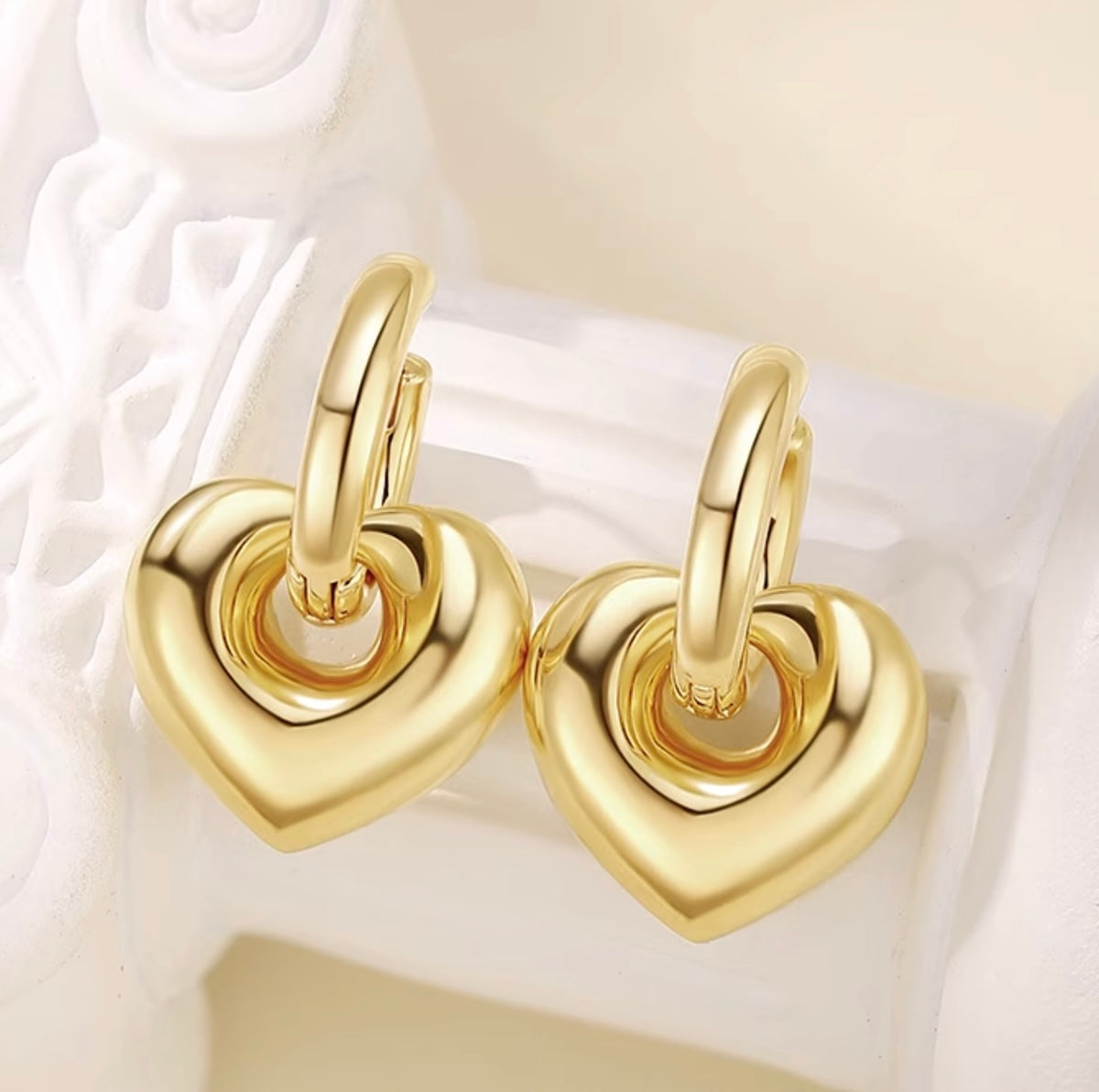K18YG イエローゴールド 18K ピアス フープピアス リングピアス 2way イタリアンジュエリー 大ぶり ハート ハート型 ハートモチーフ 中空 チャーム