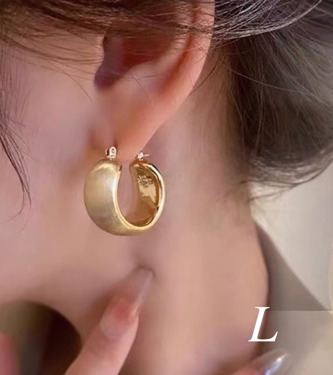 K18YG【S/L】18K フープピアス ヘアライン加工 艶消し やすり加工 ピアス リングピアス 中空ピアス YG 中空 ヘアライン イエローゴールド ボリューム 大ぶり 大きめ
