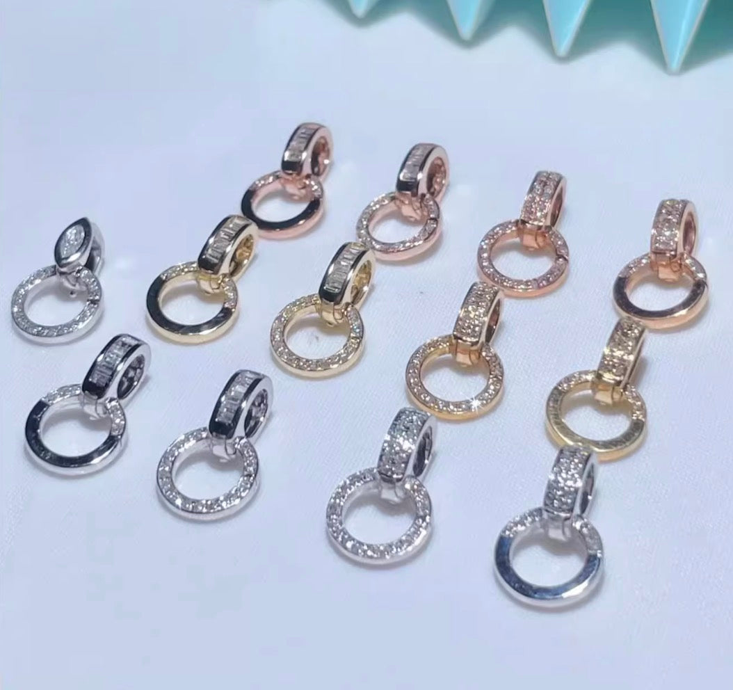 K18YG PG WG バチカン ロック付き 18K バゲットダイヤ フルダイヤモンド ハーフダイヤモンド セキュリティロック 爪ロック 安全装置 バゲットダイヤモンド マルチバチカン