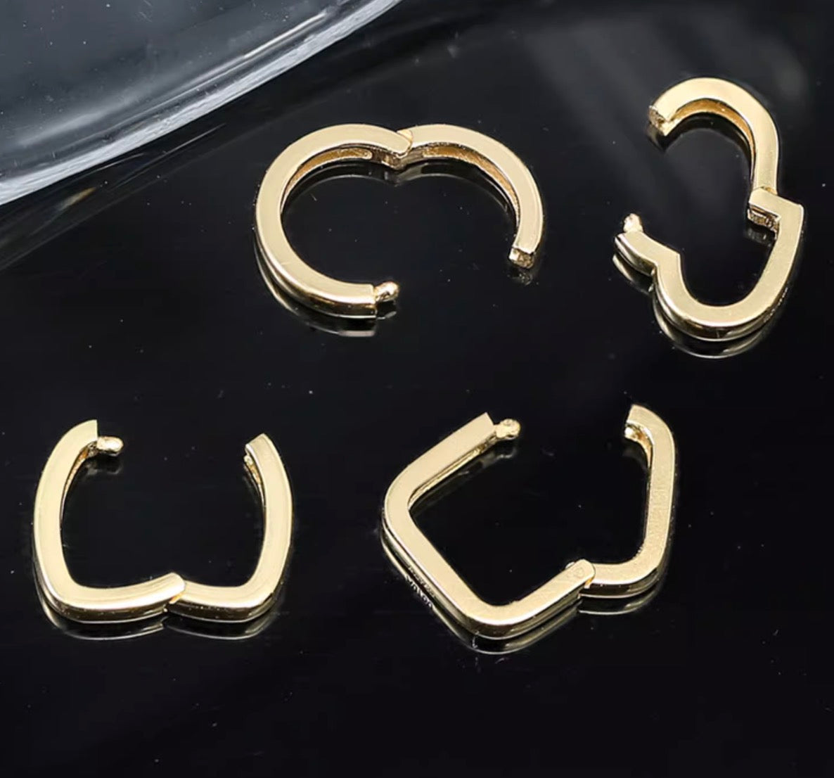 K18YG イエローゴールド 円形 三角形 ハート パーツ チャーム 18K コマ チェーンパーツ トップ ジュエリーパーツ 繋ぎ クラスプ