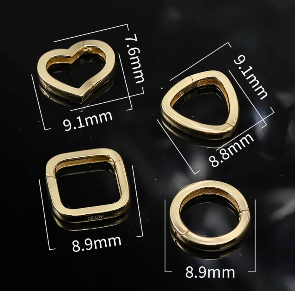 K18YG イエローゴールド 円形 三角形 ハート パーツ チャーム 18K コマ チェーンパーツ トップ ジュエリーパーツ 繋ぎ クラスプ