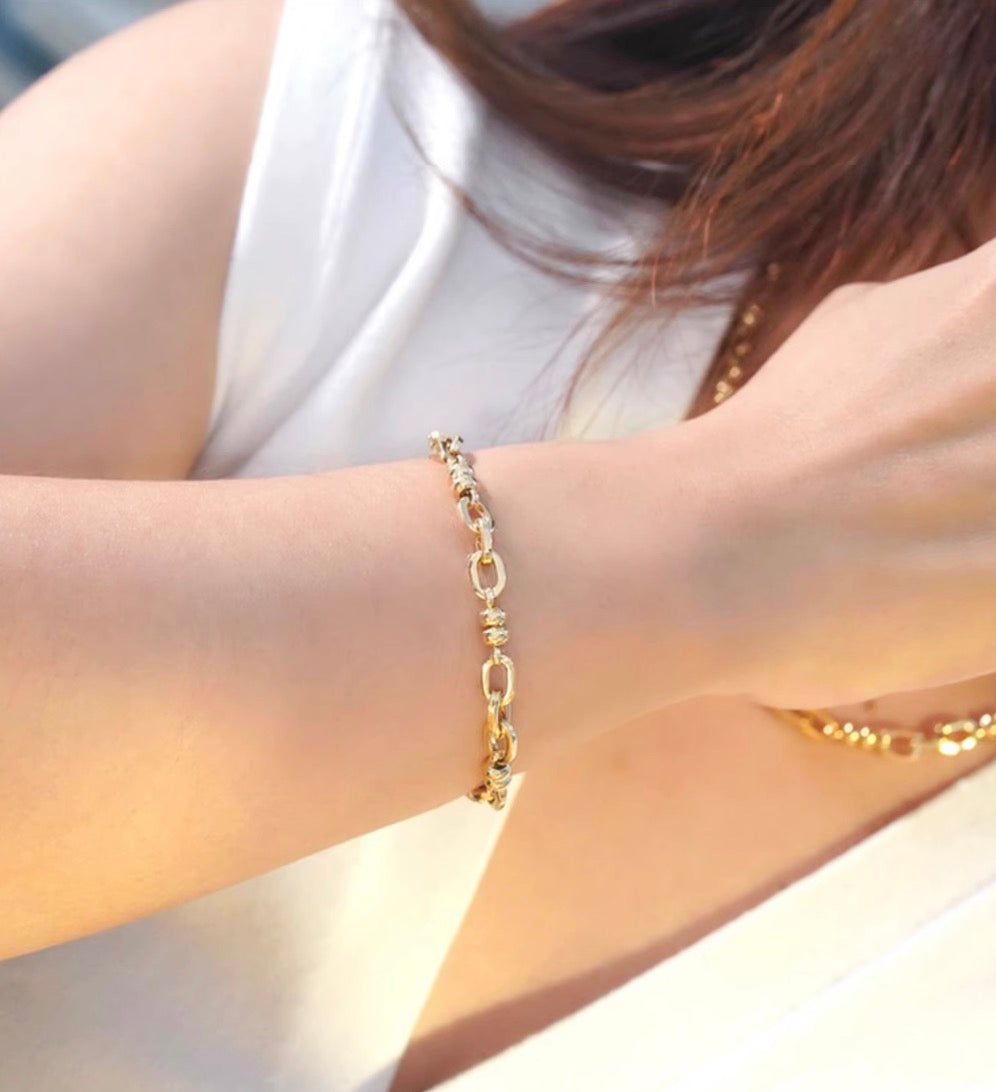K18YG イエローゴールド オーダーメイド 18K ブレスレット オーバルチェーン レオンチェーン 17cm~ ケーブルチェーン ブレス レディース メンズ ユニセックス 太め 太い ボリューム