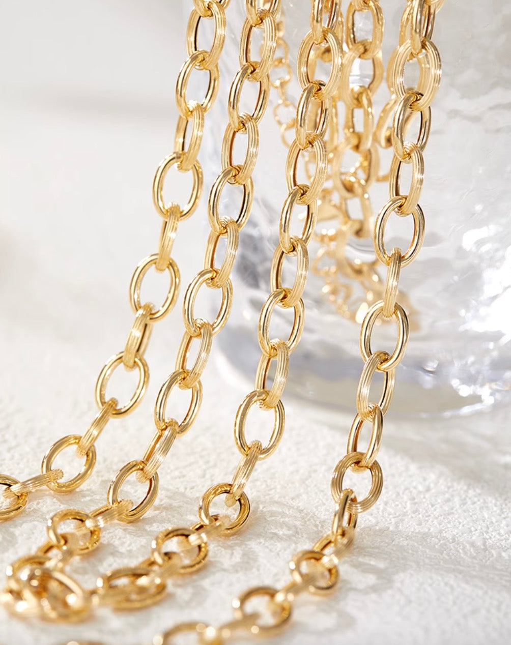 K18YG 8mm ネックレス 45cm~ オーバルチェーン ネックレス 18K オーバル レオンチェーン オーバルチェーン ボリューム 太め 太い メンズ レディース ユニセックス