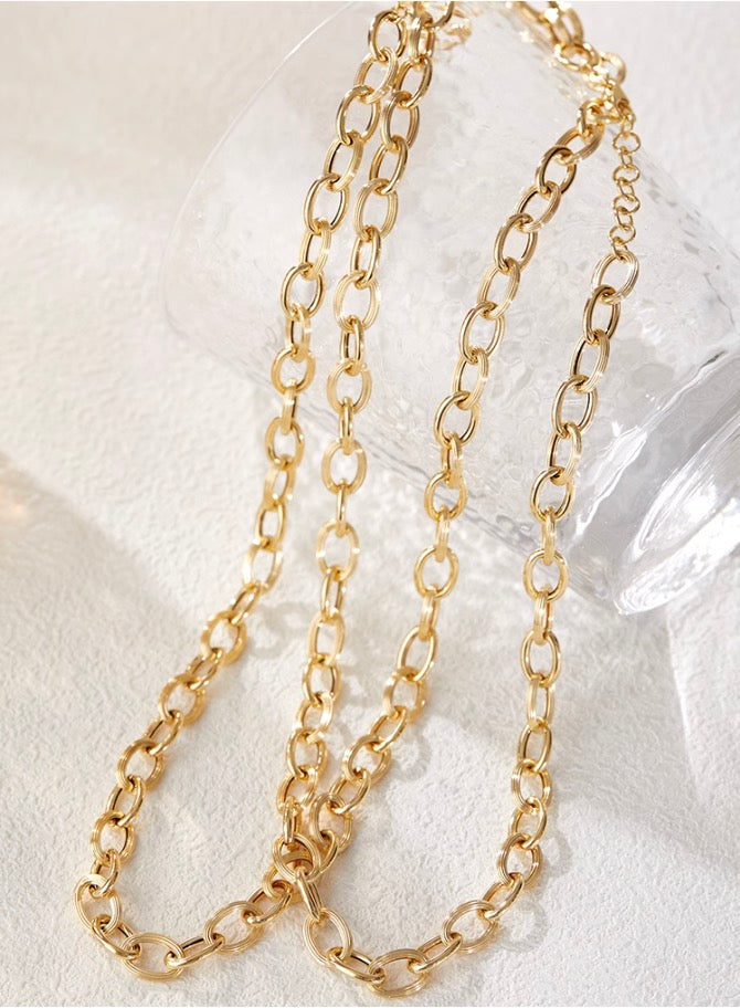 K18YG 8mm ネックレス 45cm~ オーバルチェーン ネックレス 18K オーバル レオンチェーン オーバルチェーン ボリューム 太め 太い メンズ レディース ユニセックス