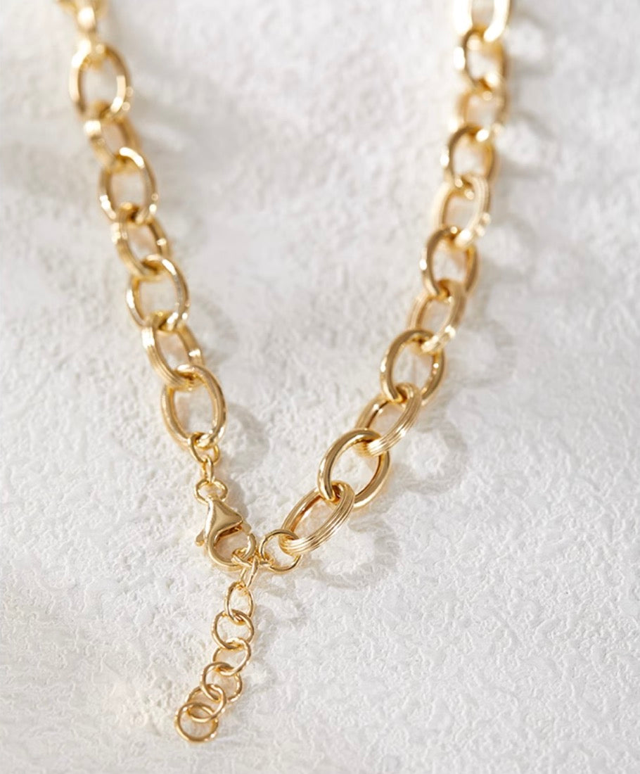 K18YG 8mm ネックレス 45cm~ オーバルチェーン ネックレス 18K オーバル レオンチェーン オーバルチェーン ボリューム 太め 太い メンズ レディース ユニセックス