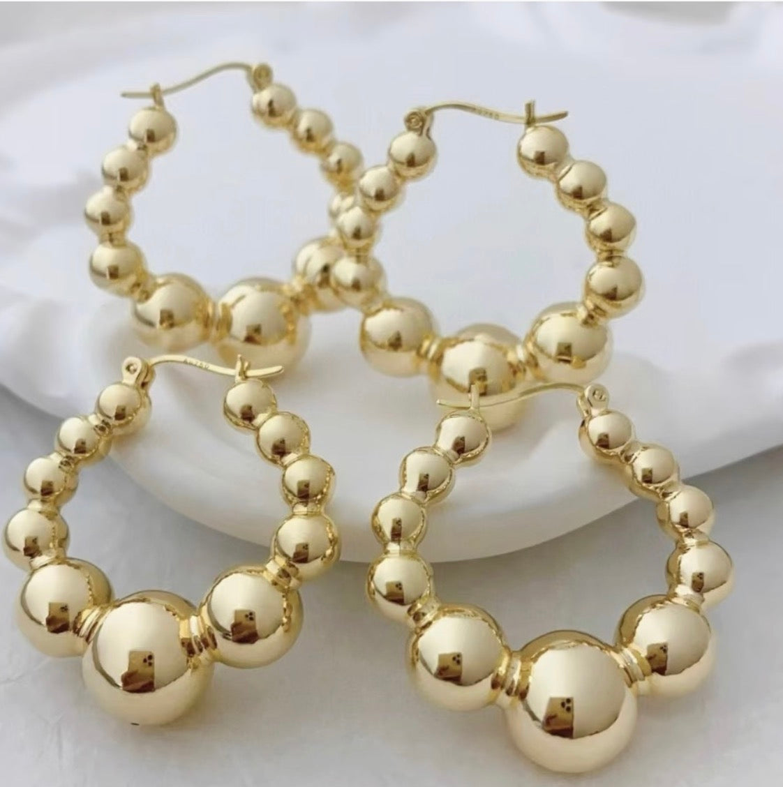 K18YG イエローゴールド 18K フープピアス 金球 ピアス リングピアス 中空ピアス YG 中空 大ぶり ボール ポンデリング サークルリング