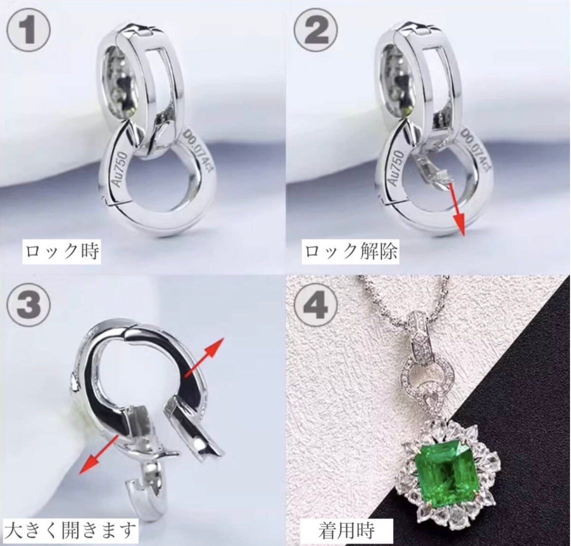 K18YG WG PG バチカン パーツ ダイヤモンド チャーム留め ダイヤ 18K チェーンパーツ ペンダントパーツ ネックレスパーツ ロック付き K18 YG クラスプ マルチバチカン