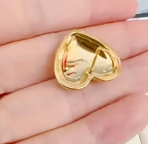 K18YG ぷっくり ハート スタッドピアス ピアス 中空ピアス イエローゴールド 18K YG ハート型 大ぶり 大きめ ボリューム