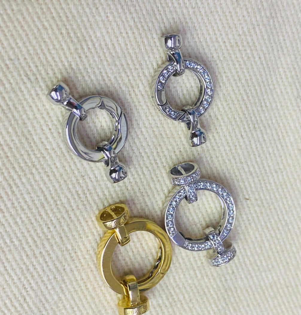 K18YG WG バチカン パーツ ラウンド 繋ぎ 丸い コネクター 18K チェーンパーツ ペンダントパーツ クラスプ 18K YG 輪 丸 クリッカー 10mm / 13mm