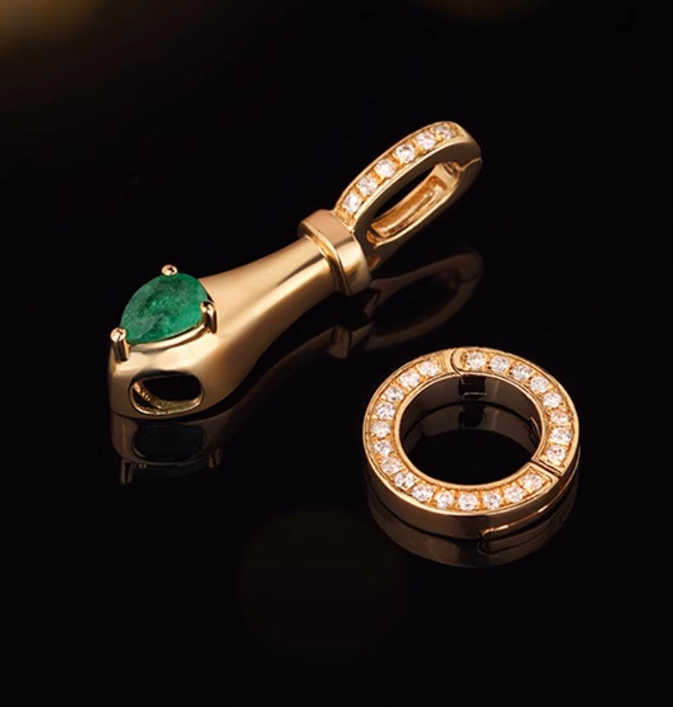 K18YG エメラルド ペンダント バチカン パーツ 繋ぎ クリッカー コネクター 18K ペンダントパーツ クラスプ YG ダイヤモンド ダイヤ マルチバチカン