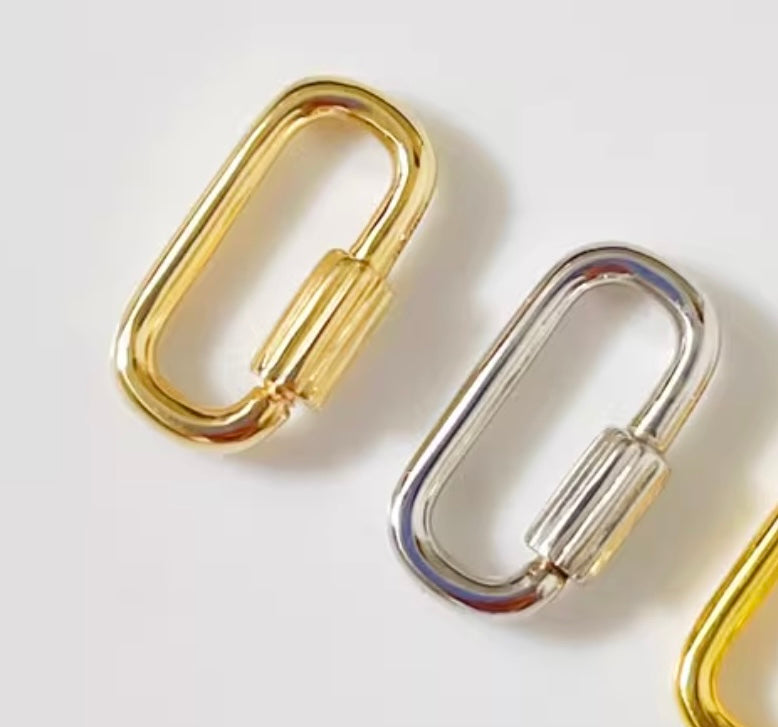 K18YG K18WG チャーム コネクタ コイル式 クラスプ 開口 コマ オーバル 18K YG イエローゴールド WG ホワイトゴールド パーツ 長方形