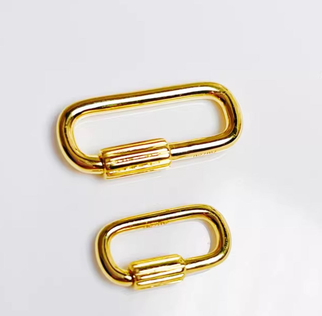 K18YG K18WG チャーム コネクタ コイル式 クラスプ 開口 コマ オーバル 18K YG イエローゴールド WG ホワイトゴールド パーツ 長方形