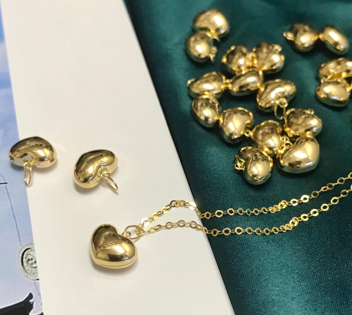 K18YG WG PG ペンダントトップ ハート ペンダント S M L セット 18K YG イエローゴールド ホワイトゴールド チャーム ぷっくり 丸いフォルム