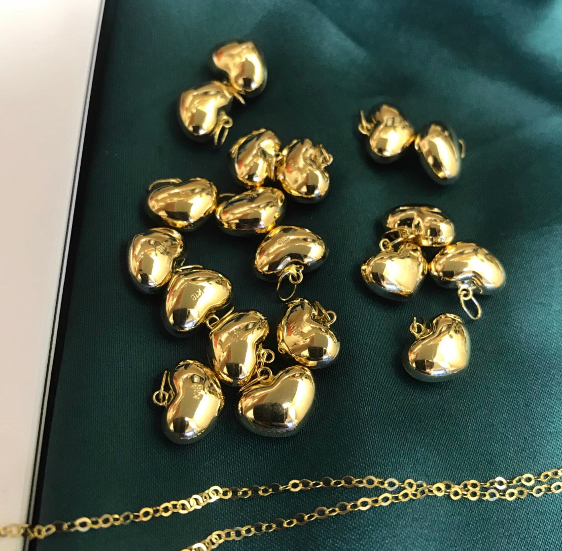 K18YG WG PG ペンダントトップ ハート ペンダント S M L セット 18K YG イエローゴールド ホワイトゴールド チャーム ぷっくり 丸いフォルム