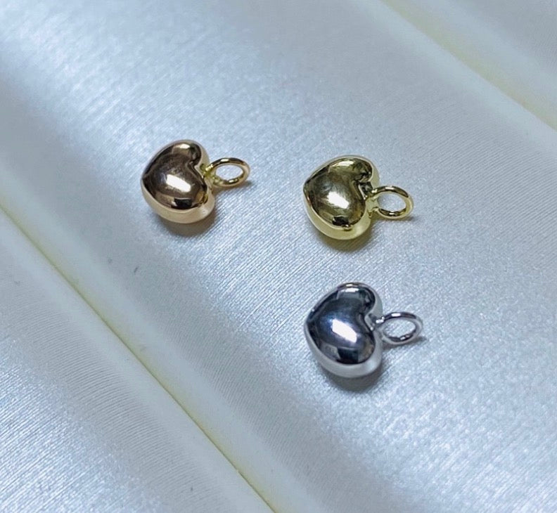 K18YG WG ハートチャーム ハート エンドパーツ 18K YG イエローゴールド WG ホワイトゴールド チャーム ぷっくり パーツ ミニ ハート型