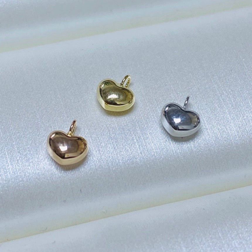 K18YG WG ハートチャーム ハート エンドパーツ 18K YG イエローゴールド WG ホワイトゴールド チャーム ぷっくり パーツ ミニ ハート型