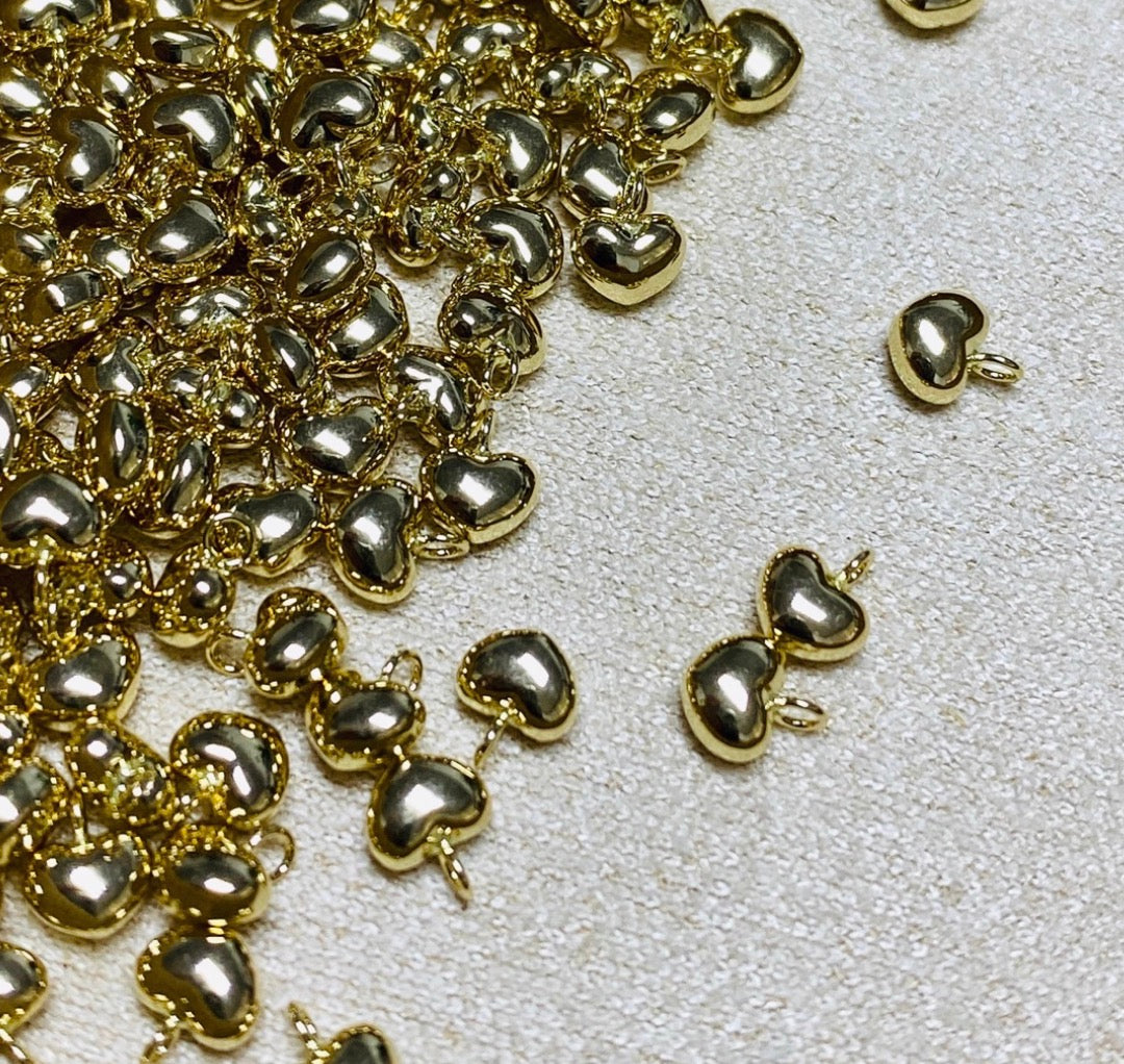 K18YG WG ハートチャーム ハート エンドパーツ 18K YG イエローゴールド WG ホワイトゴールド チャーム ぷっくり パーツ ミニ ハート型