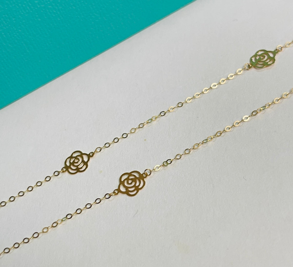 K18YG カメリア ネックレス 18K YG イエローゴールド ステーションネックレス 薔薇 花 45cm