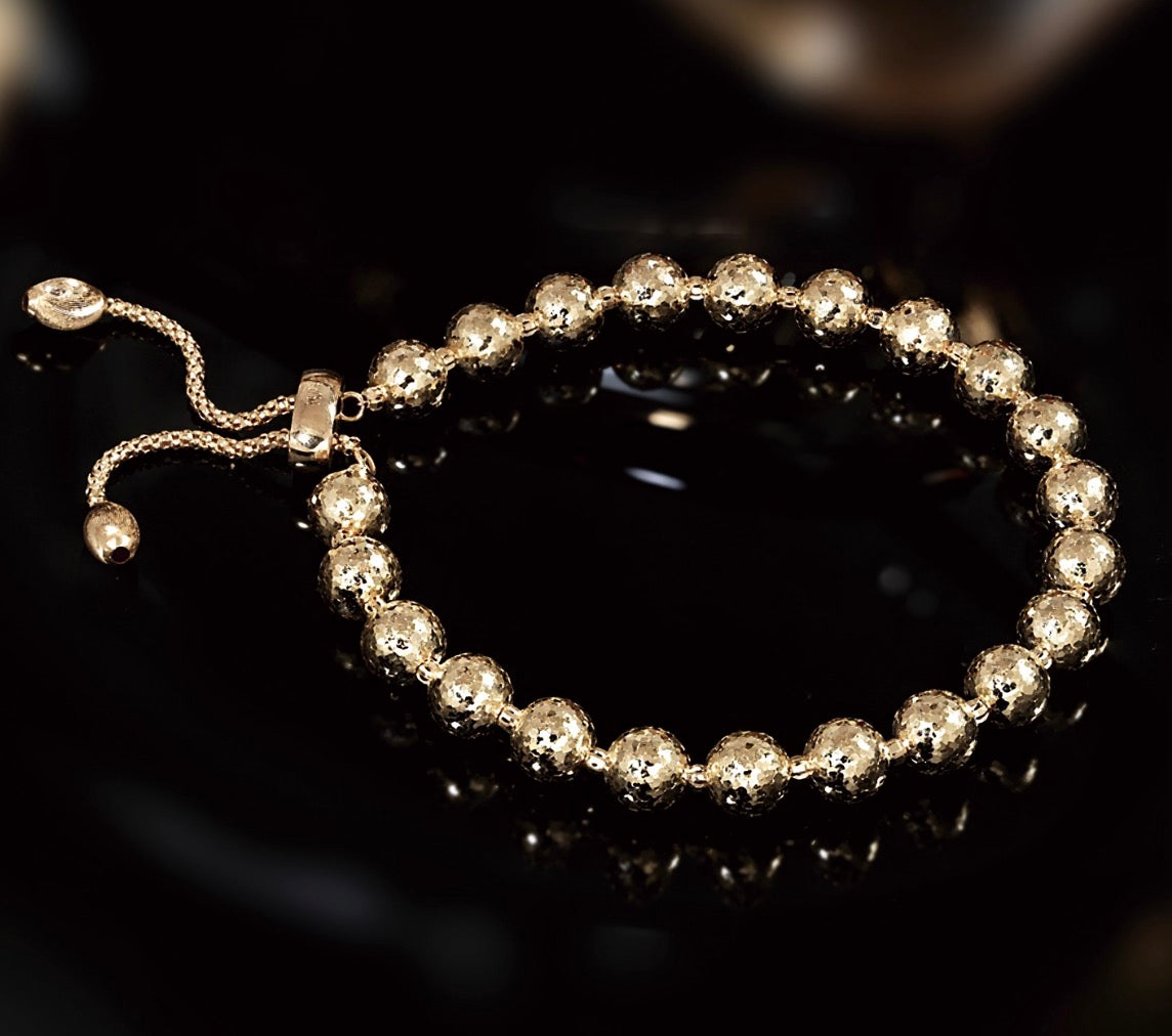 K18YG WG ボールチェーン ブレスレット 18K 大ぶり 太め カットフェイス ミラーボール WG ホワイトゴールド YG イエローゴールド