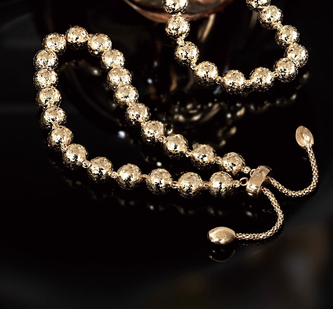 K18YG WG ボールチェーン ブレスレット 18K 大ぶり 太め カットフェイス ミラーボール WG ホワイトゴールド YG イエローゴールド