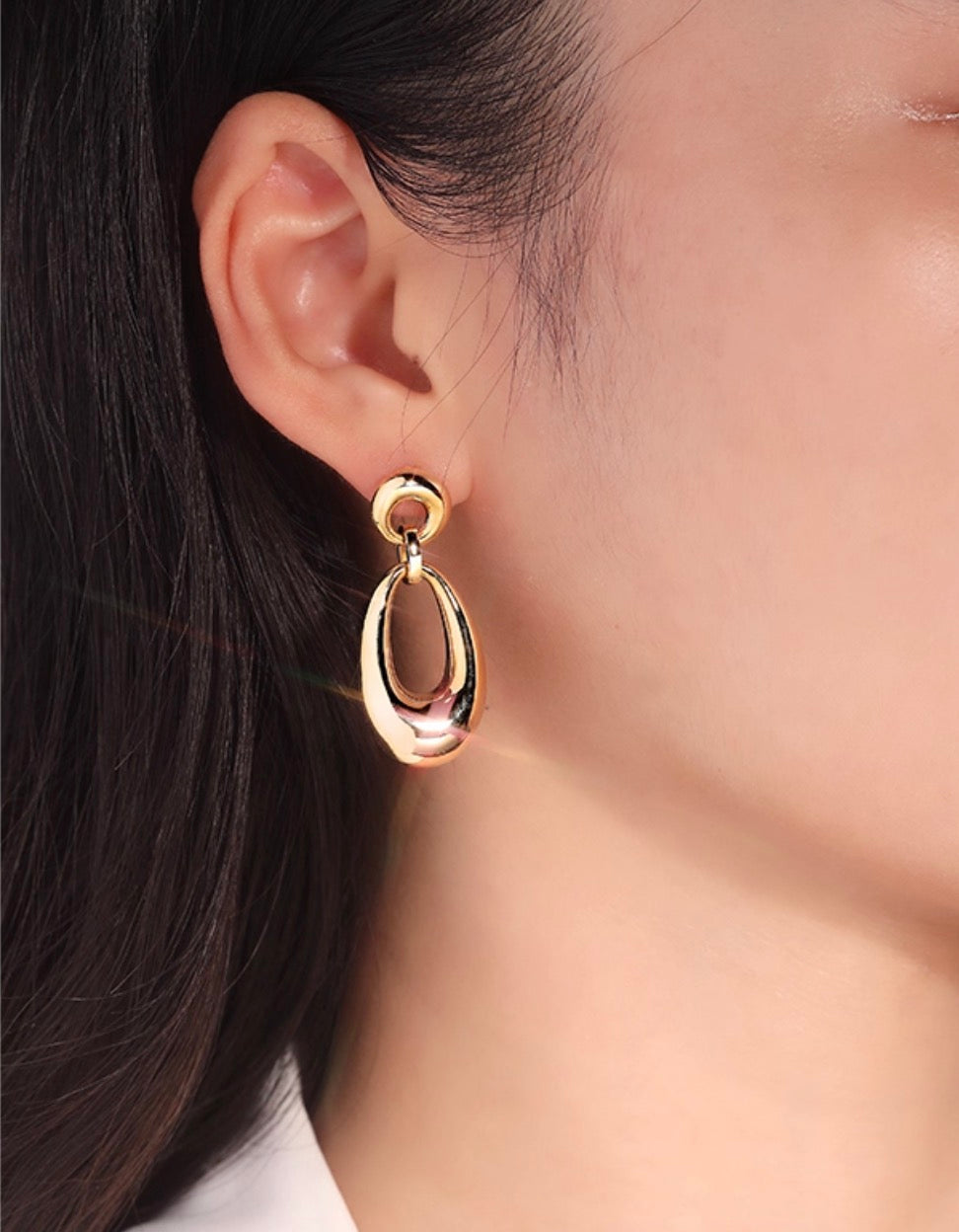 K18YG ドロップピアス 2way オーバル ラウンド チャーム ペンダントトップ ぷっくり 大ぶり 大きめ 18K イエローゴールド 卵型 丸い