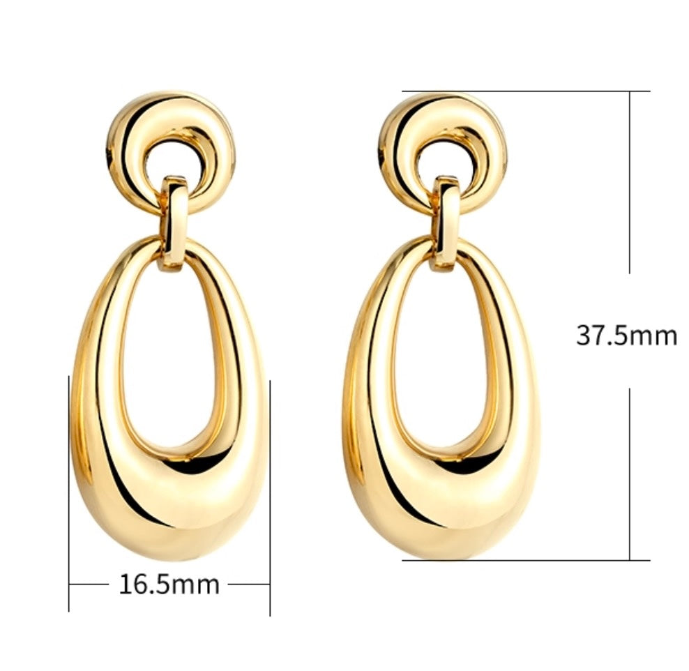 K18YG ドロップピアス 2way オーバル ラウンド チャーム ペンダントトップ ぷっくり 大ぶり 大きめ 18K イエローゴールド 卵型 丸い