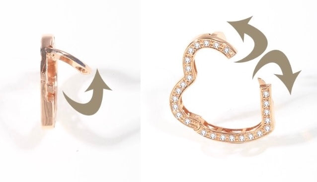 K18YG WG PG イエローゴールド ハート ダイヤモンド チャーム チェーンパーツ ペンダント ダイヤ コマ バチカン 18K 開口 YG ロック付き