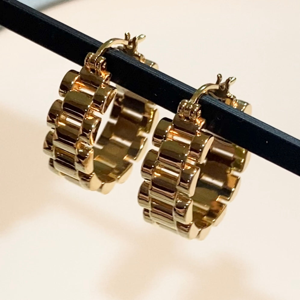 K18YG リングピアス チェーン フープピアス イエローゴールド YG 18K 丸 ラウンド 円形 イタリアンジュエリー 大ぶり 大きめ