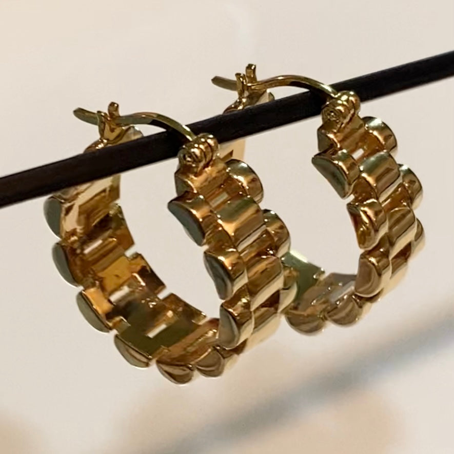 K18YG リングピアス チェーン フープピアス イエローゴールド YG 18K 丸 ラウンド 円形 イタリアンジュエリー 大ぶり 大きめ