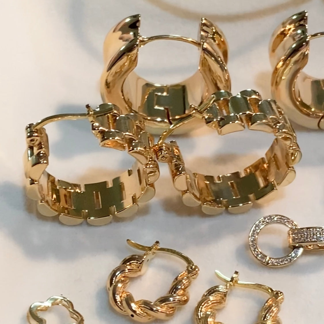 K18YG リングピアス チェーン フープピアス イエローゴールド YG 18K 丸 ラウンド 円形 イタリアンジュエリー 大ぶり 大きめ