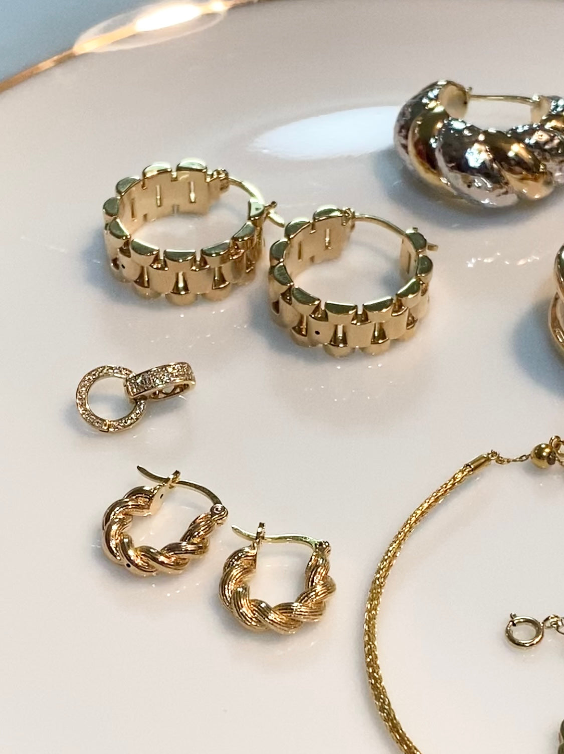 K18YG リングピアス チェーン フープピアス イエローゴールド YG 18K 丸 ラウンド 円形 イタリアンジュエリー 大ぶり 大きめ