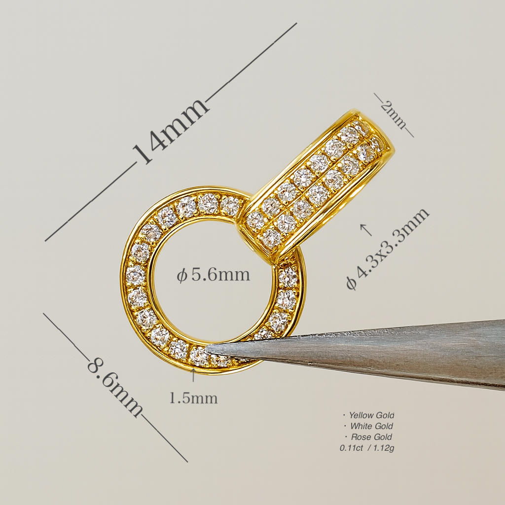 K18YG WG PG ダイヤ ロック付き ダイヤモンド バチカン ネックレスパーツ ペンダントパーツ 18K イエローゴールド ホワイトゴールド ピンクゴールド フルダイヤ マルチバチカン 爪ロック