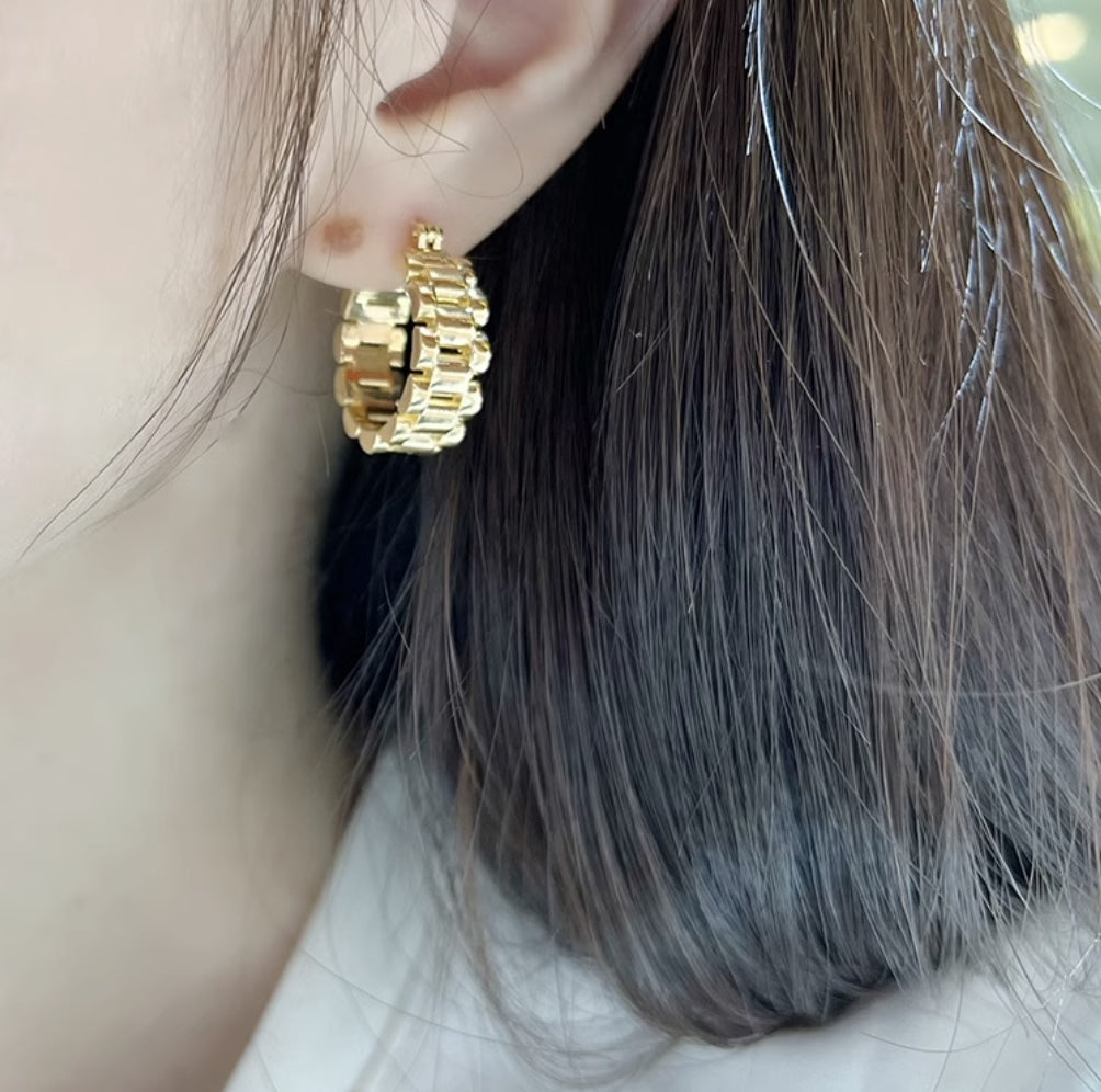 K18YG リングピアス チェーン フープピアス イエローゴールド YG 18K 丸 ラウンド 円形 イタリアンジュエリー 大ぶり 大きめ