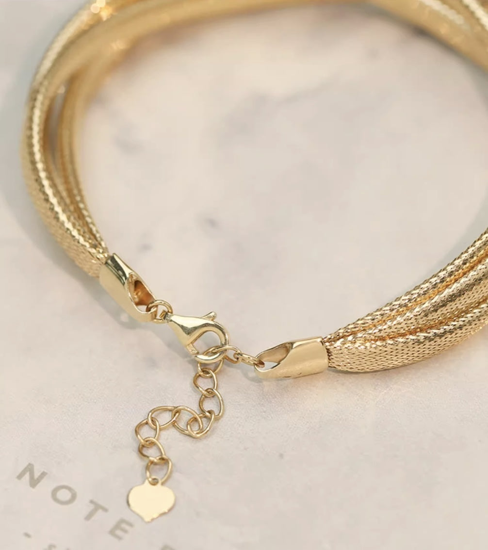 K18 蛇 ブレスレット バングル スネーク 18K YG イエローゴールド K18YG ツイスト 太め ゴツい ボリューム ねじり 編み 弾力ブレスレット