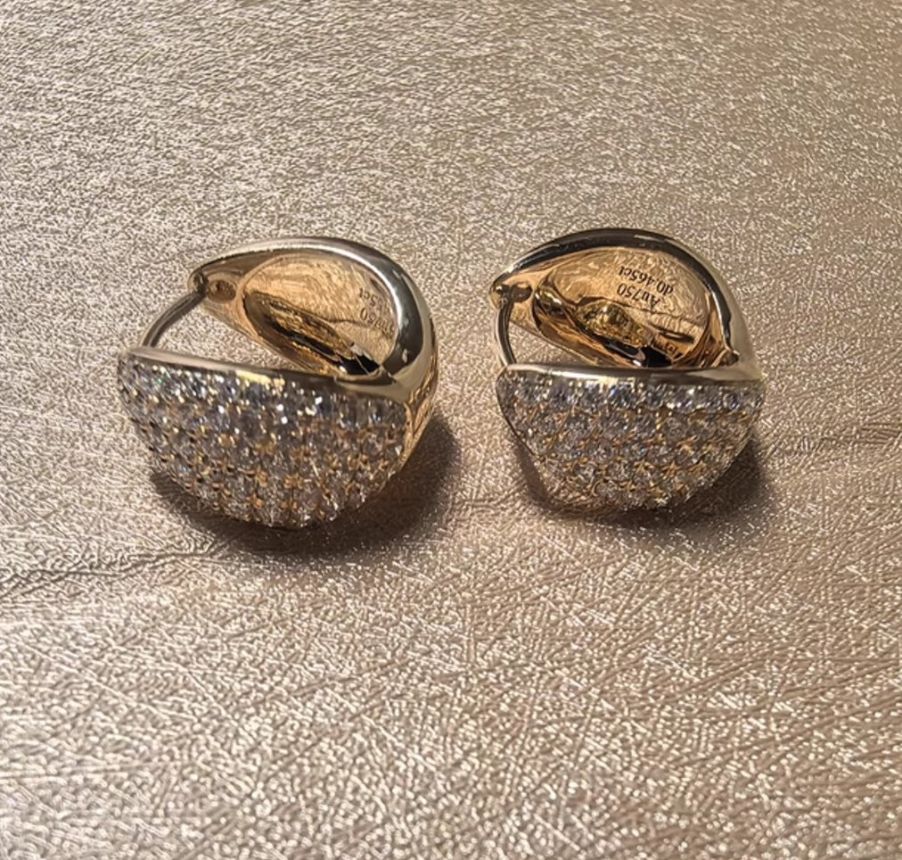 K18YG WG リングピアス【ダイヤモンド / 鏡面】ティアドロップ 雫 ぷっくり イエローゴールド YG 18K ピアス フープピアス K18WG ホワイトゴールド ダイヤ ぽってり 丸い