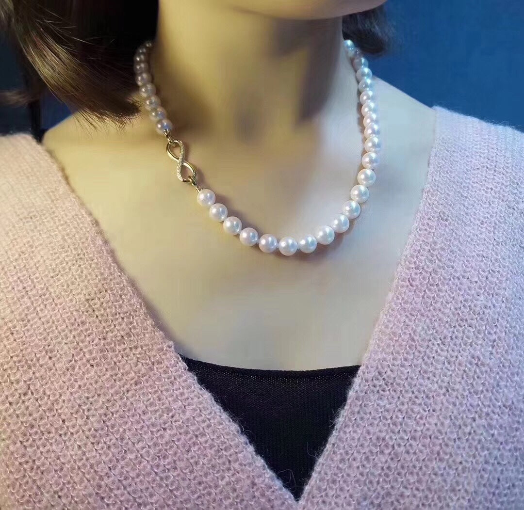 K18YG WG ジュエリーパーツ クラスプ チャーム 繋ぎ ネックレス用 8 8の字 インフィニティ パール用 パール繋ぎ 18K コネクター