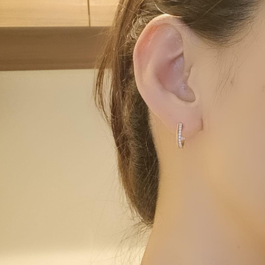 K18WG PG YG ダイヤモンド ピアス フープピアス リングピアス 馬蹄 ホースシュー 馬の蹄 U U字 シンプル 18K ホワイトゴールド イエローゴールド ピンクゴールド
