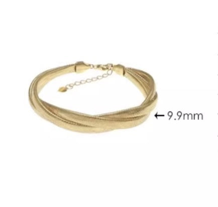 K18 蛇 ブレスレット バングル スネーク 18K YG イエローゴールド K18YG ツイスト 太め ゴツい ボリューム ねじり 編み 弾力ブレスレット