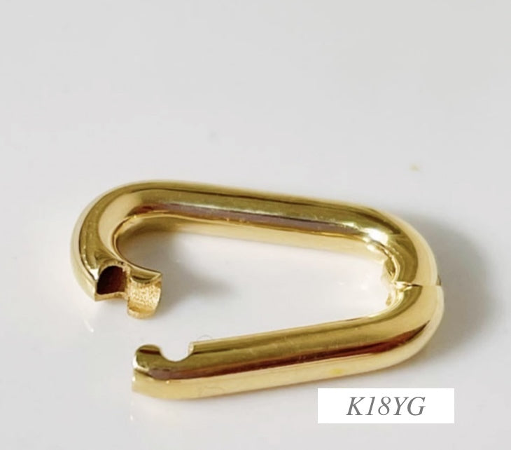 K18WG YG オーバル スクエア 四角 開口 クラスプ パーツ チャーム 18K YG イエローゴールド / WG ホワイトゴールド バチカン ペンダントトップ コマ 開口 ネックレスパーツ ブレスレットパーツ