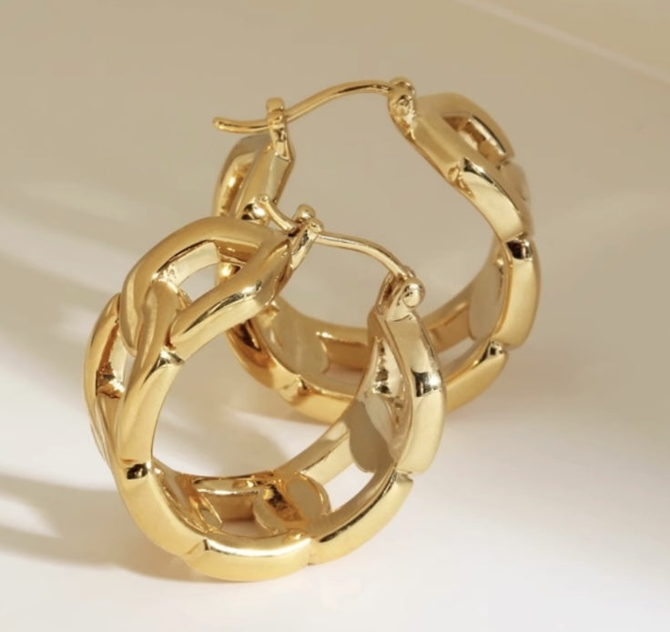 K18YG WG フープピアス チェーン リングピアス ピアス イエローゴールド YG 18K 丸 ラウンド チェーンモチーフ ホワイトゴールド K18WG