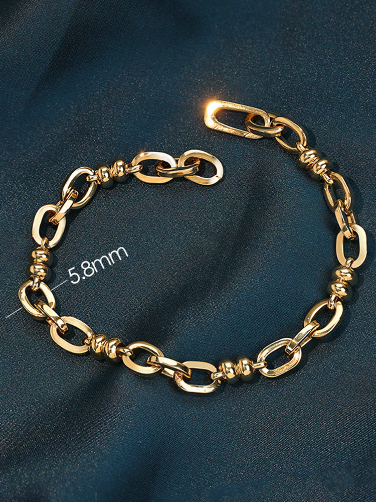K18YG イエローゴールド オーダーメイド 18K ブレスレット オーバルチェーン レオンチェーン 17cm~ ケーブルチェーン ブレス レディース メンズ ユニセックス 太め 太い ボリューム