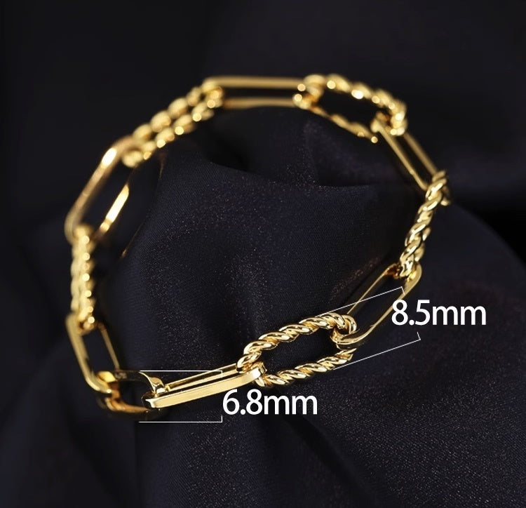 K18WG ホワイトゴールド 18K レオンチェーン ケーブルチェーン オーバルチェーン ツイスト ロープ ブレスレット チェーンブレスレット ブレス メンズ レディース ユニセックス 中空 太め WG YG 17cm~