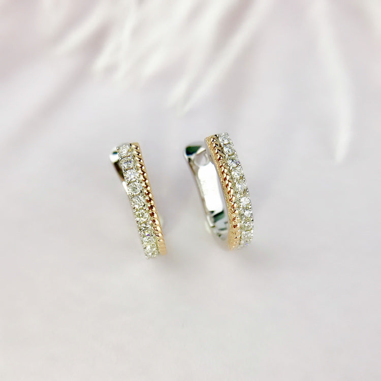 K18WG PG YG ダイヤモンド ピアス フープピアス リングピアス 馬蹄 ホースシュー 馬の蹄 U U字 シンプル 18K ホワイトゴールド イエローゴールド ピンクゴールド