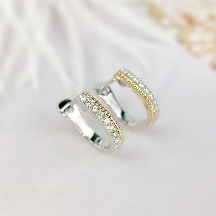 K18WG PG YG ダイヤモンド ピアス フープピアス リングピアス 馬蹄 ホースシュー 馬の蹄 U U字 シンプル 18K ホワイトゴールド イエローゴールド ピンクゴールド