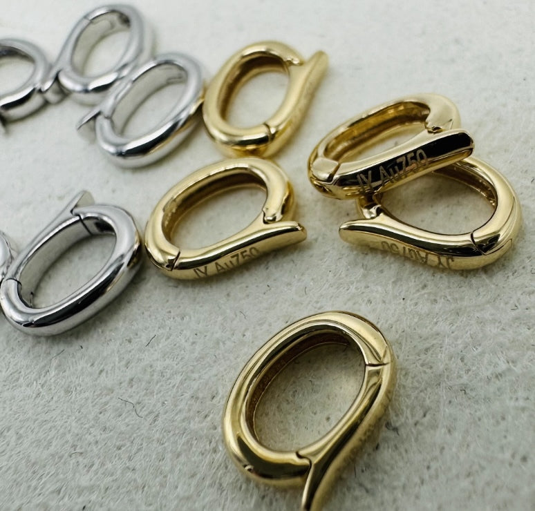 K18YG WG クリッカー パーツ オーバル バチカン チャーム 18K クラスプ 開閉 コマ ワンタッチ 繋ぎ イエローゴールド K18WG ホワイトゴールド
