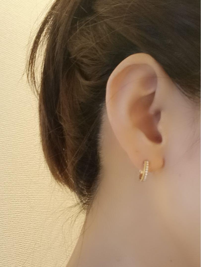 K18WG PG YG ダイヤモンド ピアス フープピアス リングピアス 馬蹄 ホースシュー 馬の蹄 U U字 シンプル 18K ホワイトゴールド イエローゴールド ピンクゴールド