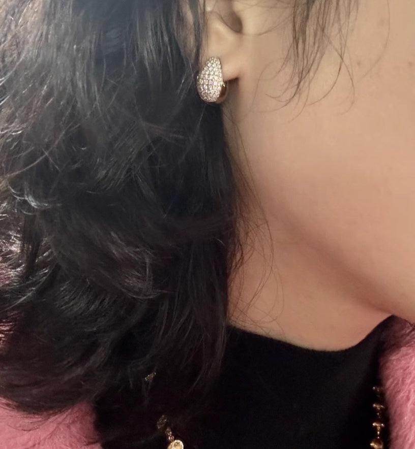 K18YG WG リングピアス【ダイヤモンド / 鏡面】ティアドロップ 雫 ぷっくり イエローゴールド YG 18K ピアス フープピアス K18WG ホワイトゴールド ダイヤ ぽってり 丸い