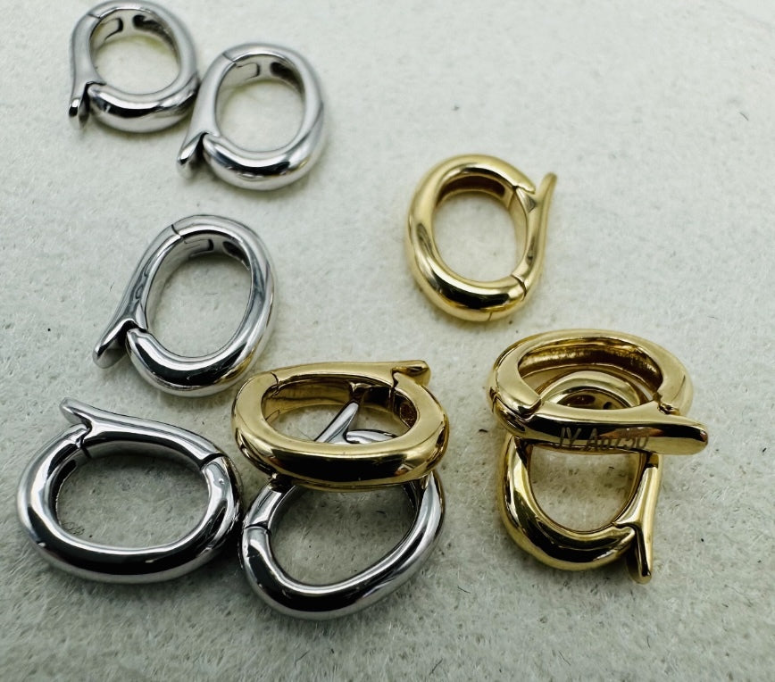 K18YG WG クリッカー パーツ オーバル バチカン チャーム 18K クラスプ 開閉 コマ ワンタッチ 繋ぎ イエローゴールド K18WG ホワイトゴールド